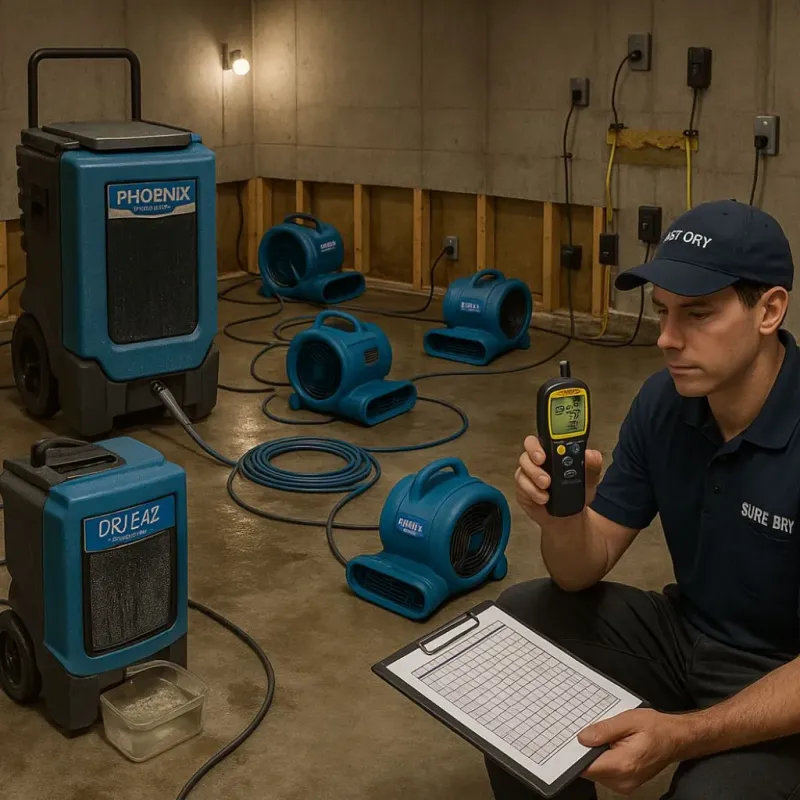 Structural Drying and Dehumidification process in Lecompte, LA